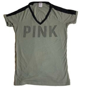 PINK Victoria Secret khaki green and black t-shirt  small